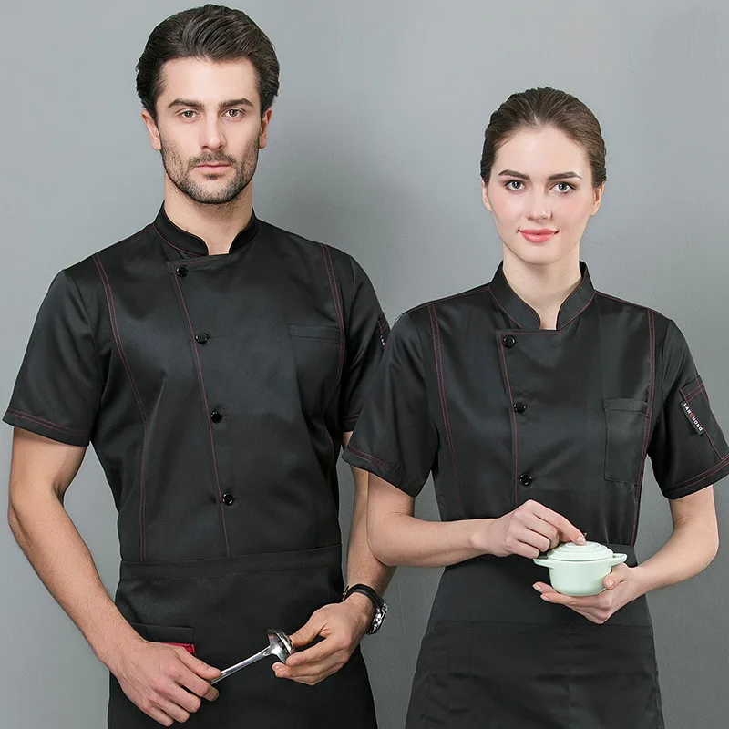 

chef clothing summer short-sleeved thin section breathable hotpot restaurant hotel catering embroidered logo printing