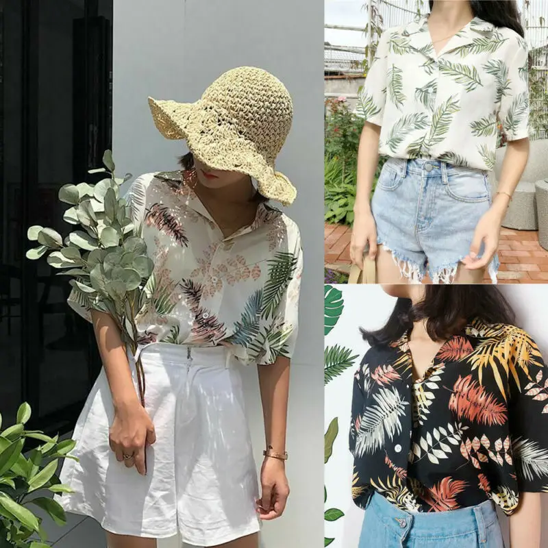 Женская шифоновая блузка с коротким рукавом летняя Свободная цветочным принтом