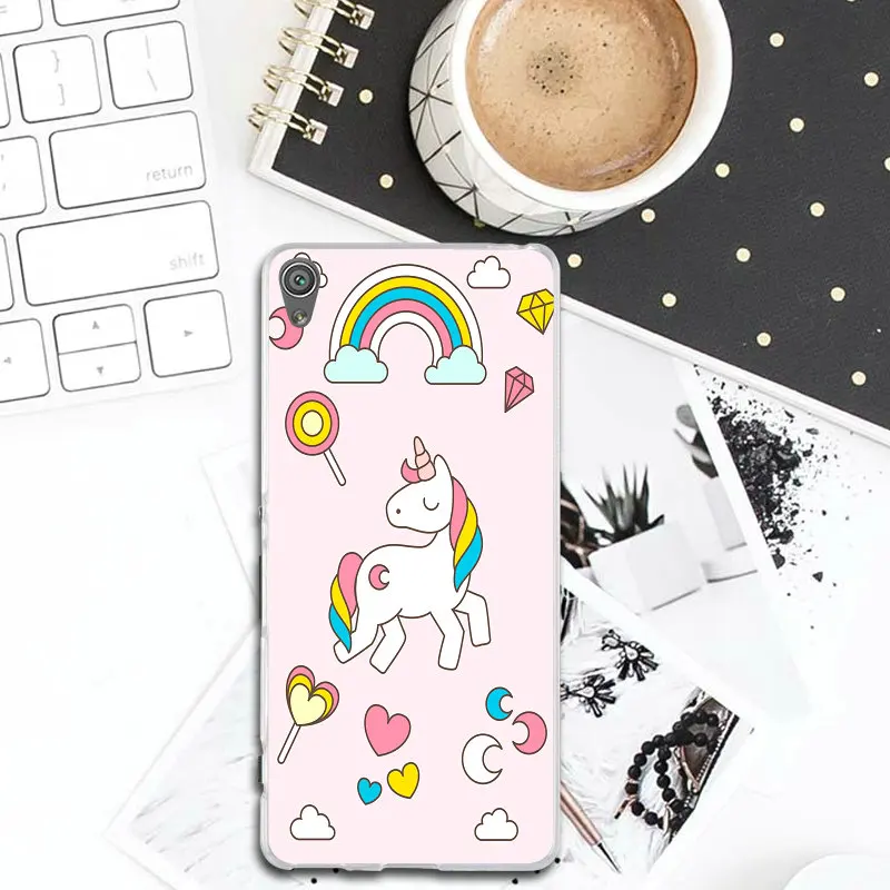 Cartoon Unicorn Rainbow Silicone Soft TPU Phone Cases For Sony Xperia M5 E3 E5 M2 M4 T3 XA XZ Premium Z Z1 Z2 Z3 Z4 Z5 Compact |