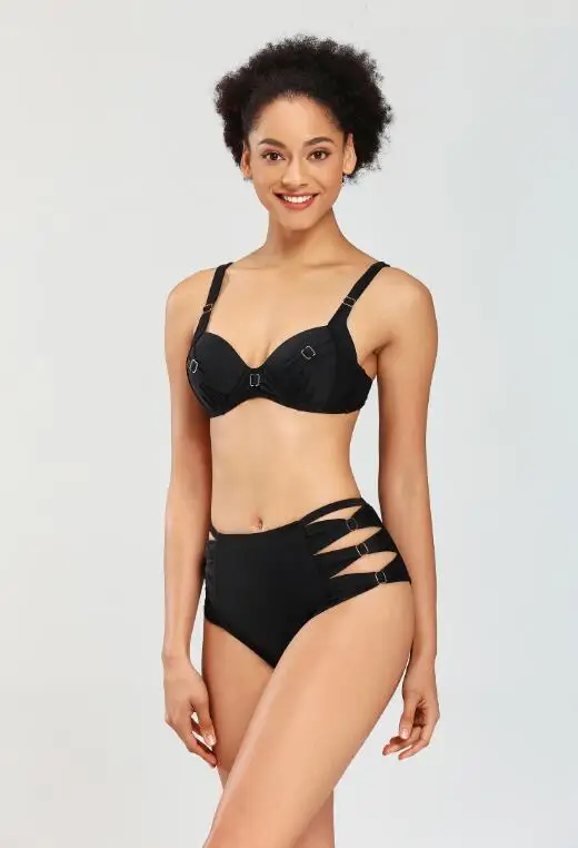 

European style bikini triangle swimwear underwire multi-button swimwear swim trunks ladies sexy swimwears summer beach clothing