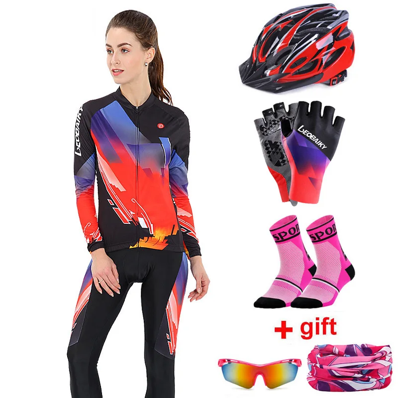 Женская одежда для велоспорта комплект светоотражающие с длинным рукавом