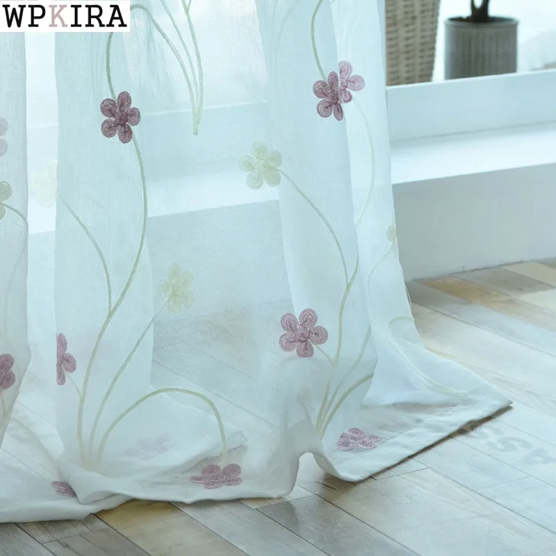 Синие занавески s розовая вышитая вуаль современные для окон гостиной тюлевые