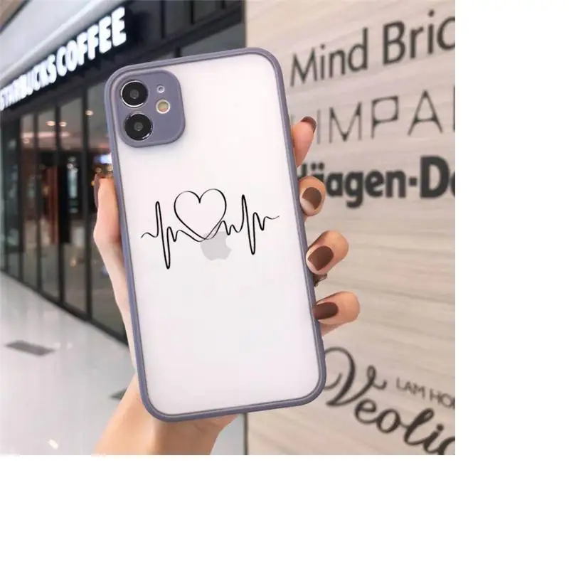 

Cute Love Heart Lovers Phone Case Matte Transparent for iPhone 7 8 11 12 s mini pro X XS XR MAX Plus cover funda