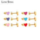 Серьги-гвоздики LUXUSTEEL яркие антиаллергенные, комплект из 12 пар сережек-гвоздиков с винтом в форме сердца, ювелирные изделия, аксессуары для женщин