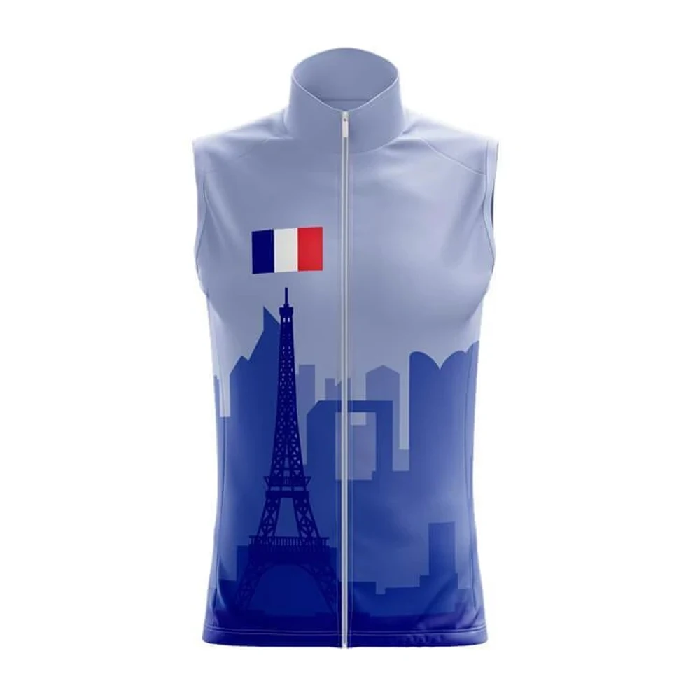 Франция Эйфелева башня лето синий Велоспорт Джерси набор мужской велоспорт