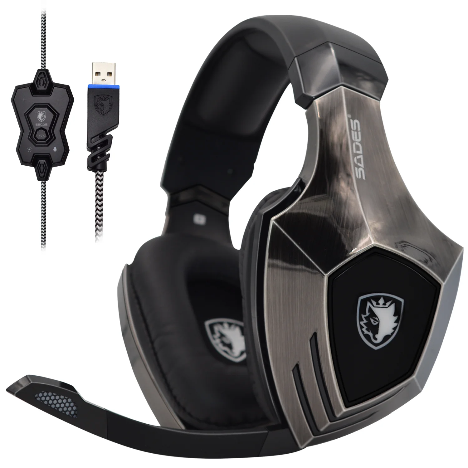 Игровая гарнитура SADES A60 7 1 Surround Sound Pro игровая для геймеров вибрационные наушники