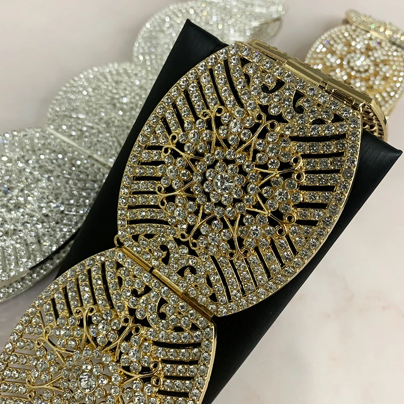 European Large Rhinestone Gold Color Belt Luxury Arab Women's Belly Chain Fashion Trendy Caftan Wedding Jewelry