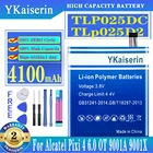 Ykaisсеребрин TLP025DC TLp025D2 4100 мАч Сменный аккумулятор для Alcatel Pixi 4 Pixi4 6,0 OT 9001A 9001X 9001D 8050D OT-8050