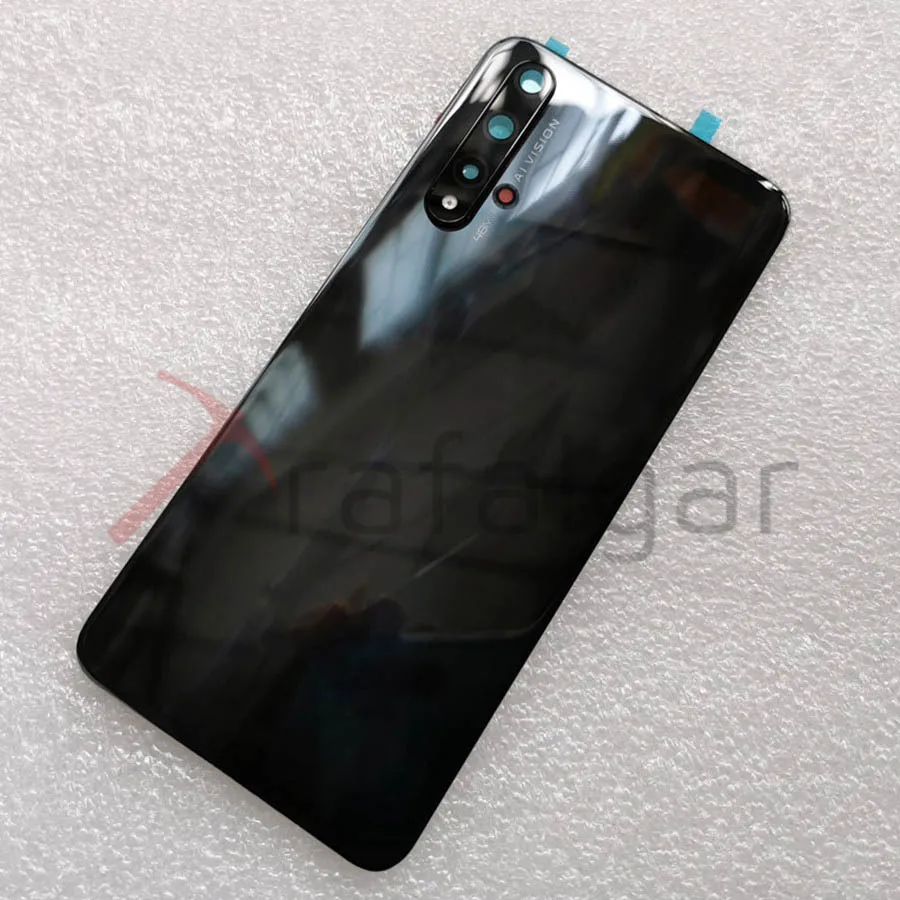 Для huawei Honor 20 крышка батареи Задняя стеклянная панель двери корпус чехол для Honor 20 Pro Задняя стеклянная крышка+ объектив камеры+ клей - Цвет: for Honor 20 Black