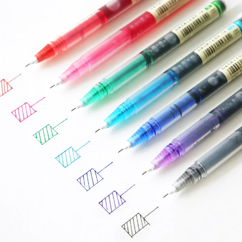 

7pcs/set Colourful Straight Liquid Gel Pen Artistic Font Creative Neuter Pen Business School Office Supplies