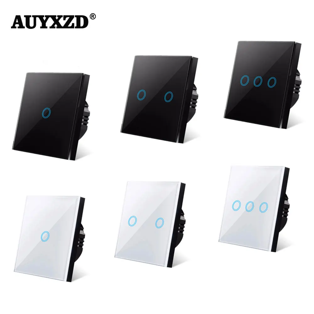Сенсорный выключатель ЕС стандарт закаленное черный белый цвет с украшением в