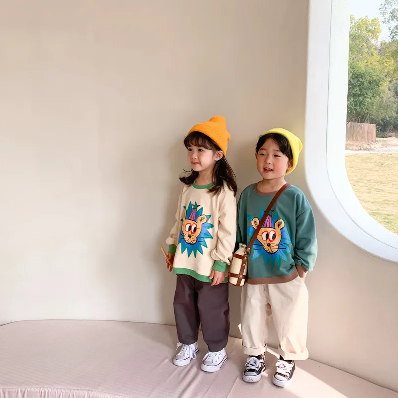 

2021 Spring New Kids Clothes Solid Casual Cotton Loose Pants