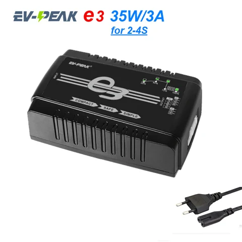 Горячая Распродажа EV-Peak E3 35 Вт 3A умная зарядка переменного тока для радиоуправляемых дронов FPV квадрокоптеров зарядное устройство для батареи 2S-4S LiPo/LiHV