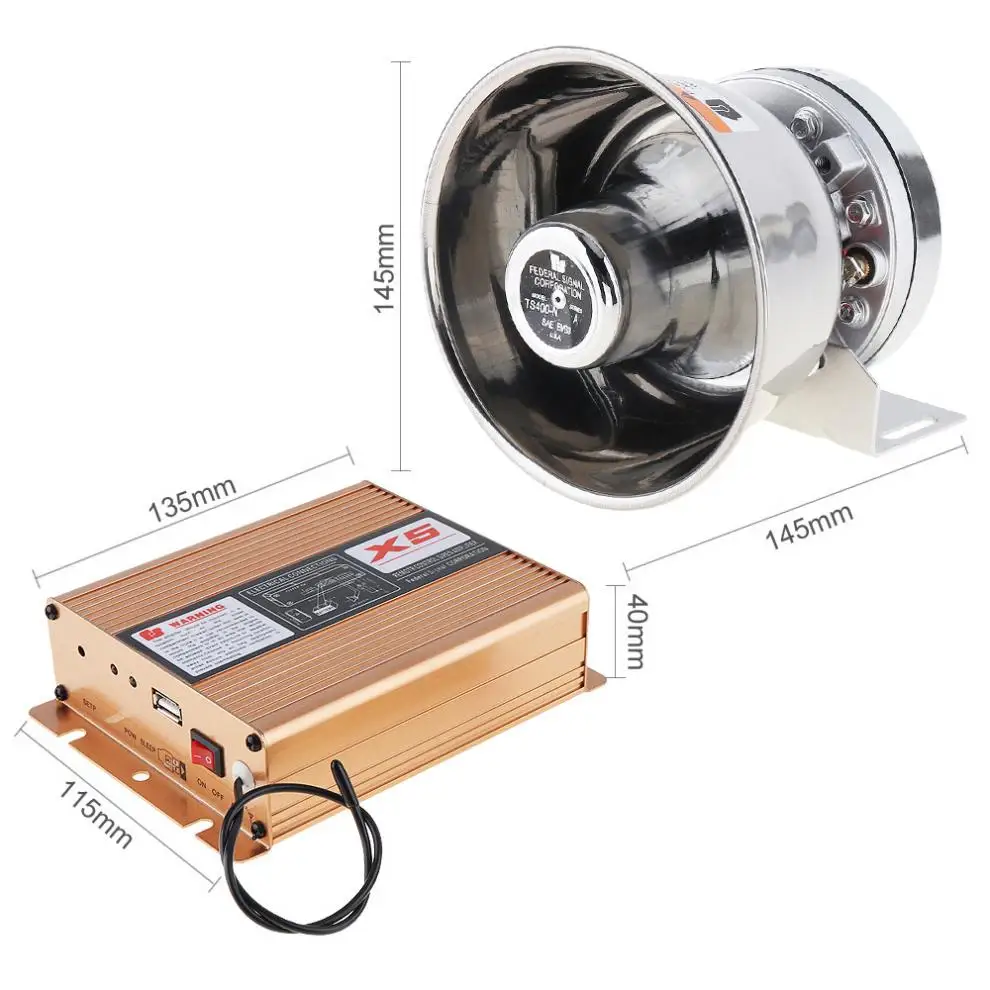 12V 400W 18 Тон Громкий Предупреждение тревоги автомобиля полицейская сирена Рог PA