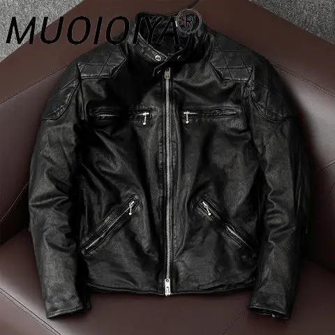 

Мужская кожаная куртка из натуральной овечьей кожи, с воротником-стойкой, осень 2021, O05