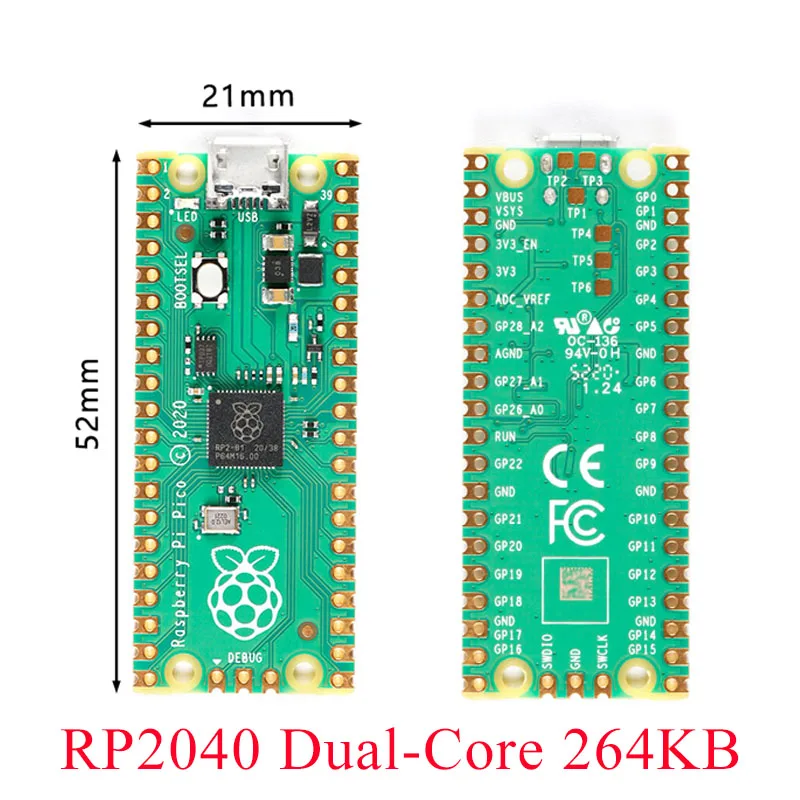 

Raspberry Pi Pico Board RP2040 Dual-Core 264KB ARM Low-Power Microcomputers High-Performance Cortex-M0+ Processor