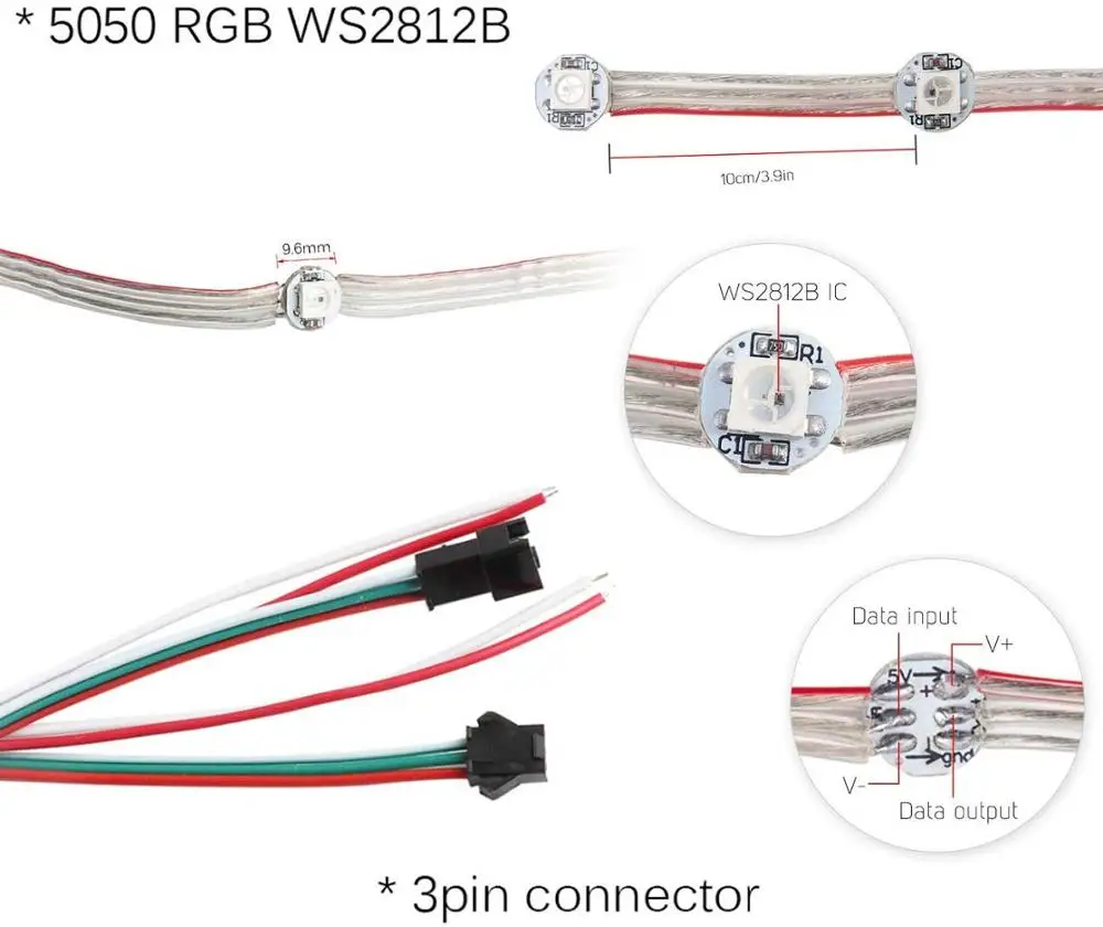 50pcs 100pcs WS2812B Per-wired LED Pixel Module String Light WS2812 Chips on Heatsink Full Color 5050 SMD RGB 5V Panel Strip | Освещение