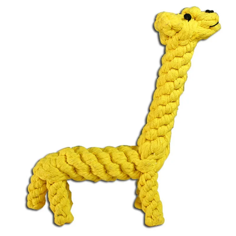 

Cotton Rope Hand-knitted Giraffe Shape Bite Resistant Toy Pet Dog Multi-knot Cute Cartoon Animal Pet Dog Chew Toys