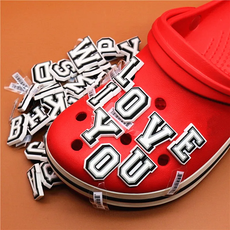 Original PVC Shoe Buckle Accessories DIY Combination English Alphabet Shoes Decoration Jibz for Croc Charms Bracelets Kids Gifts