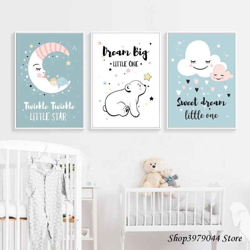 Детские декорации в скандинавском стиле постеры и принты с изображением медведя
