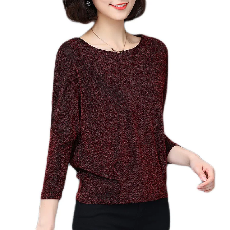 Блестящая блузка с блестками Женская туника модные женские блузки 2019 красная