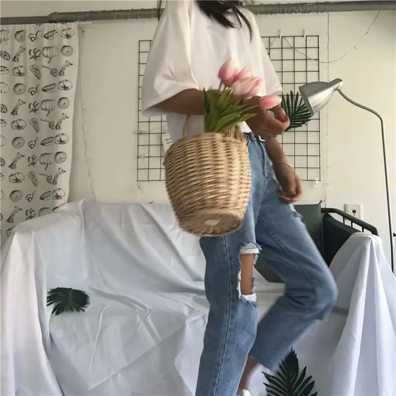 

Female Denim Pants Patchwork High Waisted Womens Loose Pants for Women Straight Ripped Hole Tassel Jeans Plus Size