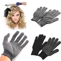 2pcs professional heat resistant glove hair styling tool for curling straight flat iron black heat glove for curling iron