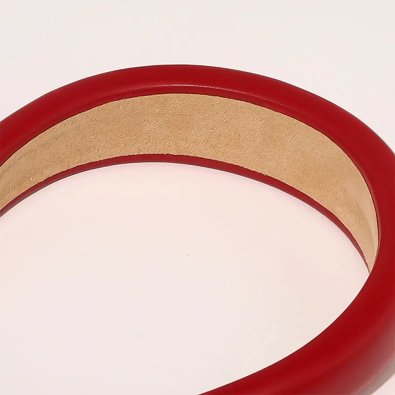 

2021 Women Hairbands Solid Simple 4cm Width PU Leathers Women Headbands Fashion Sponge Padded Wide Hair Hoops Headwear