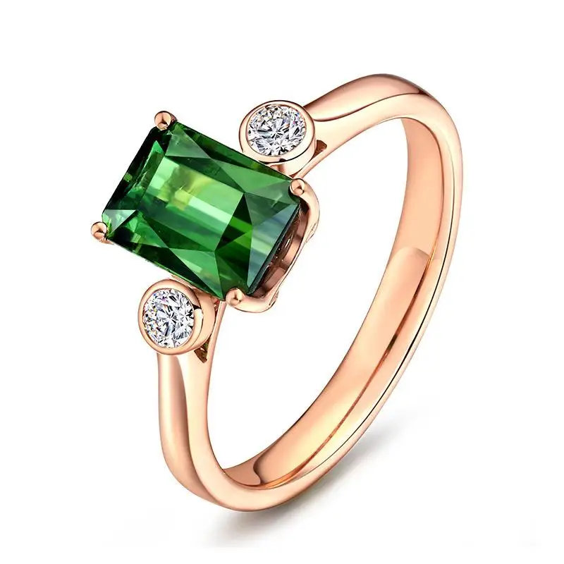 

Fashion tiny green crystal emerald gemstones diamonds rings for women rose gold color jewelry bague bijoux gifts accessory new