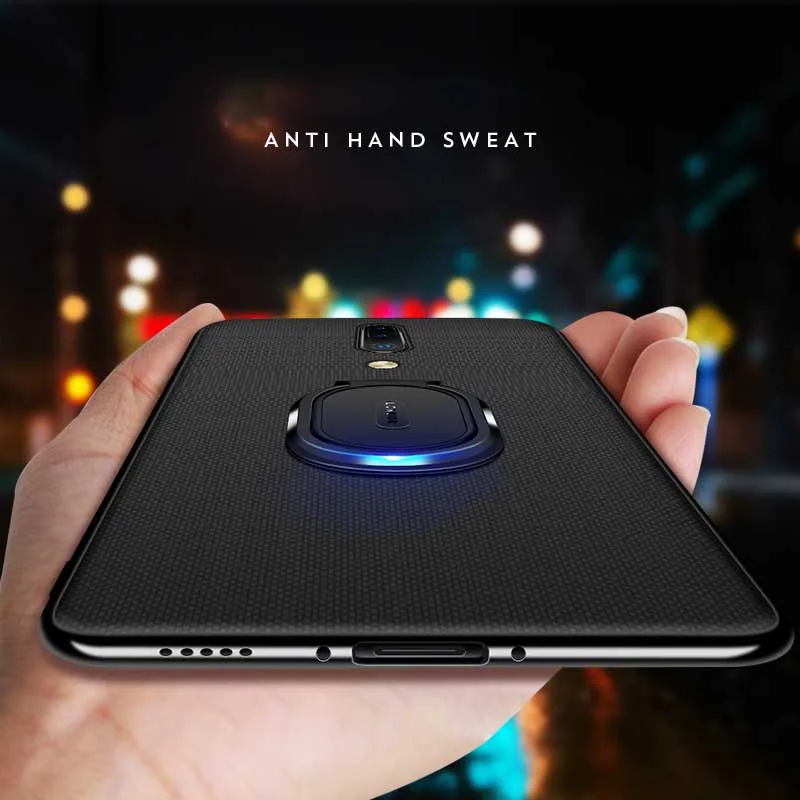 New Arrival for OnePlus 7 Pro Cases Anti-fingerprint Anti-sweat Finger Ring Holder PU Leather Magnetic Cover |