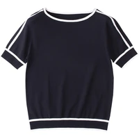 summer new t shirt womens short sleeve ice silk sweater loose thin t shirt large short half sleeve top