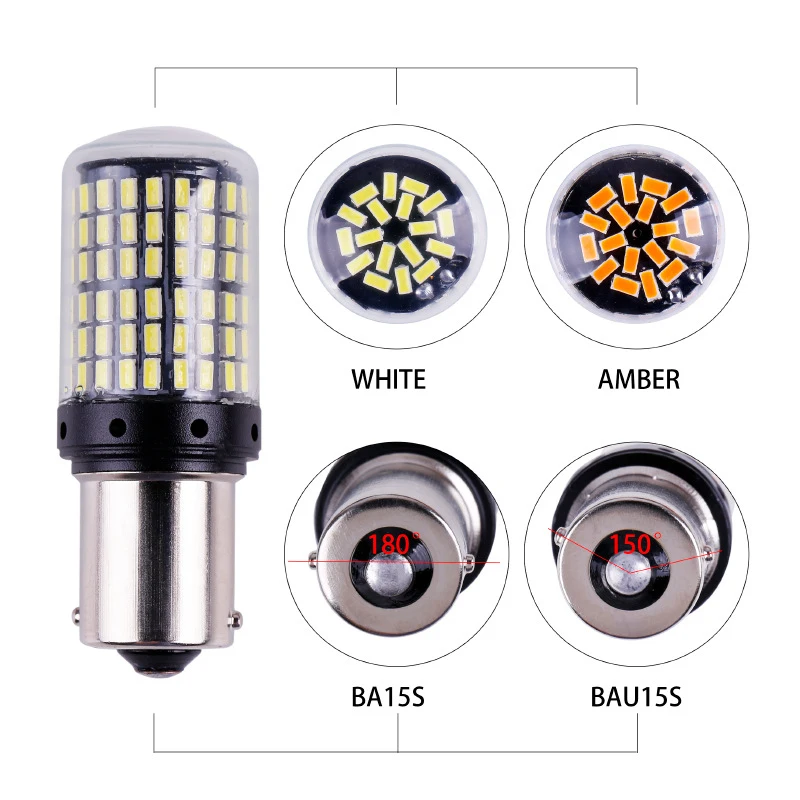 

3014 144smd Canbus 1156 P21W BA15S LED BAY15D BAU15S PY21W T20 LED 7440 7443 W21W 1157 lamp Turn Signal Light Auto Accessories