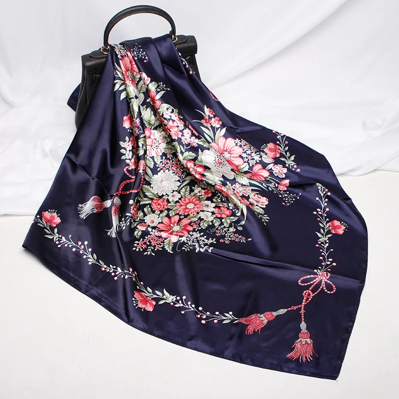 FXAASS бандана женский хиджаб квадратный шарф модный Ретро Роскошный шелковый шали