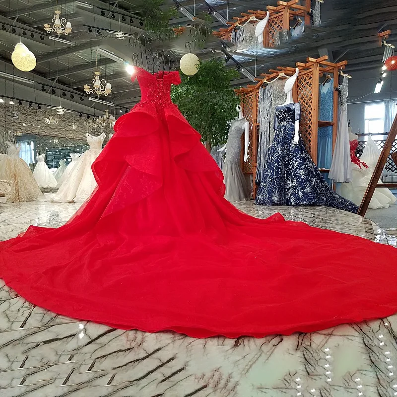 LS9884 # возлюбленная с плеча бальное платье развертки поезд кружево вечернее