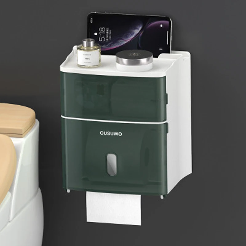 

Punch-free Tissue Box Simple Multifunctional Plastic Pumping Box Toilet Wall Roll Paper Box