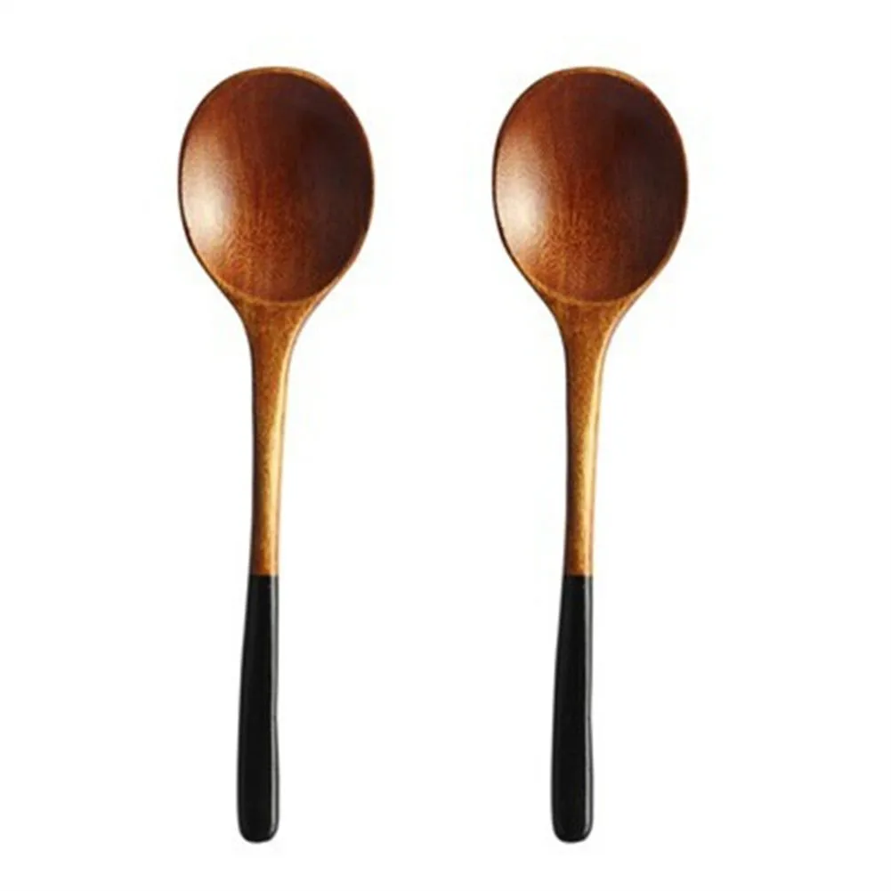 

2pcs Kitchen Natural Wooden Spoon Bamboo Kitchen Cooking Utensil Tool Long Handle Soup Teaspoon Catering Spoon For Kitchen