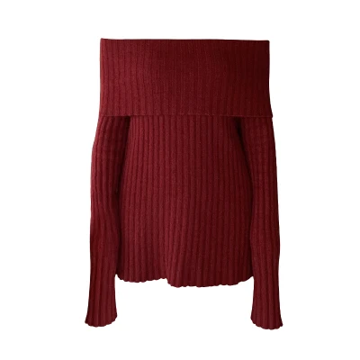

Sexy Off Shoulder Sweater Womens 2020 Autumn Korean Style Knit Sweaters Elegant Fairy Long Slash Neck Pullovers