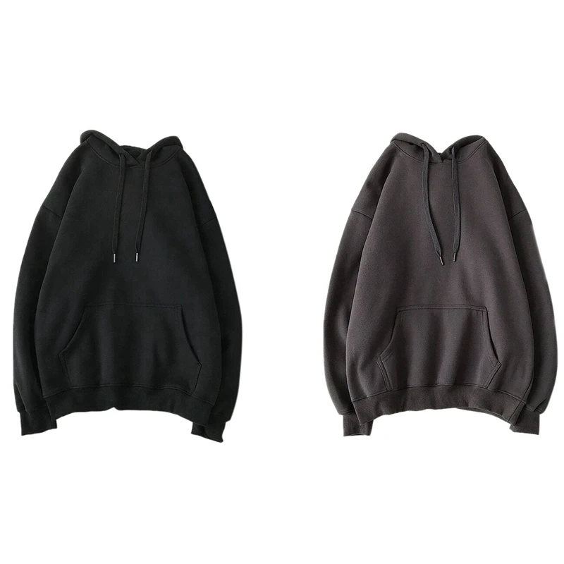 

Женские зимние толстовки 2 шт., теплые толстовки большого размера в стиле Харадзюку, мужские и женские толстовки с капюшоном, топы XXL, черные ...