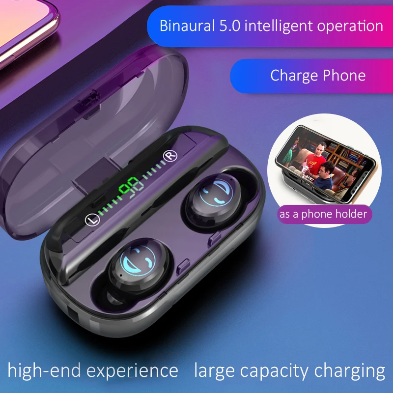 Беспроводные Bluetooth наушники 5,0 наушники спортивные мобильные наушники TWS проводом Bluetooth наушники стерео гарнитура с микрофоном для Apple