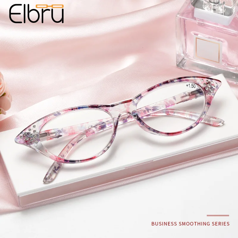 

Elbru Presbyopic Glasses Diamond Embellished PC Explosion-proof Spring Leg Reading Glasses Unisex +1.0 +1.5 +2.0 +2.5 +3.0 +3.5