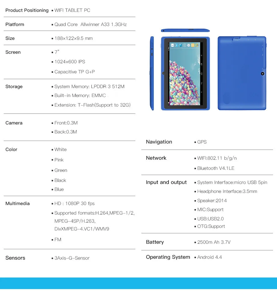 7 Детский планшет PC Q88 4GB Google Android 4,2 двухъядерный планшетный ПК A23 емкостный экран камера MID Wifi читатели электронных книг