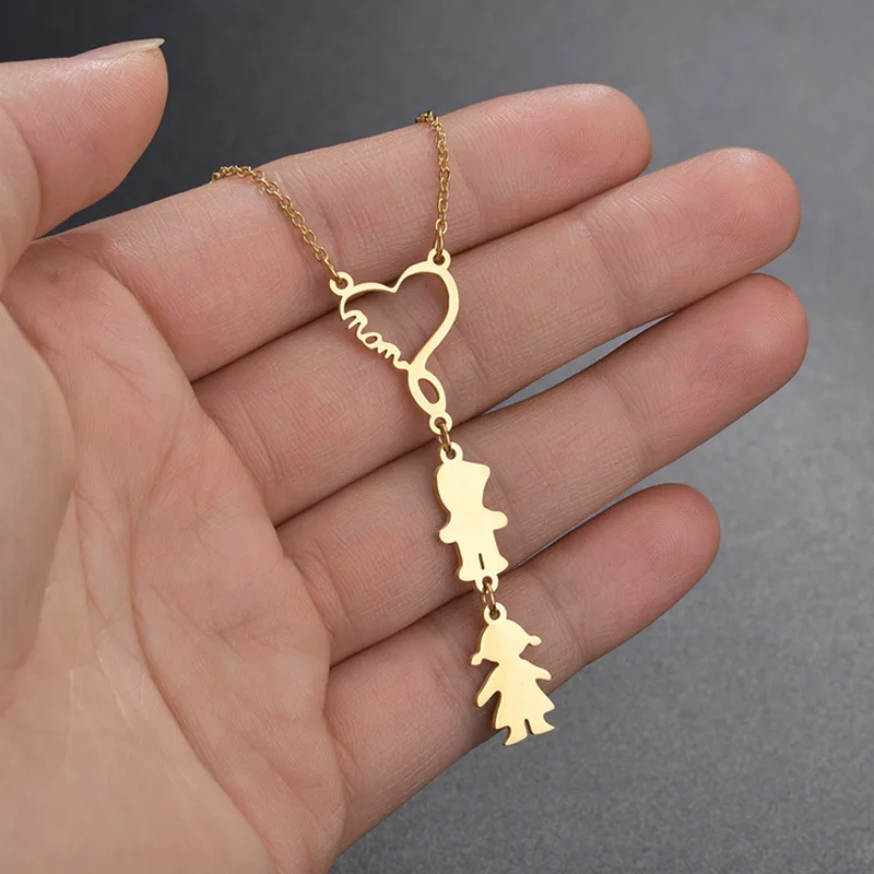 

Модные ожерелья с подвесками в виде сердца, мамы, мальчика, девочки, модные ювелирные изделия из нержавеющей стали, подарки