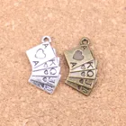 18 шт. шармы игральные карты покер поезд seqence 24x1 3 мм старинные подвески, Винтажные Ювелирные изделия из тибетского серебра, DIY для браслетов ожерелий