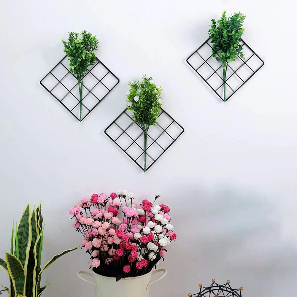 

Black Wall Iron Rack Chic Grid Photo Shelf Display Wall Grid Decorative Ins Art Decorative Multifunctional Storage Organizer