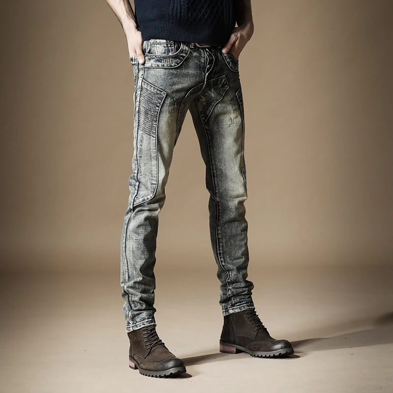 Мужские облегающие брюки байкерские джинсы 2020 ковбойские мужские с 9 вставками |