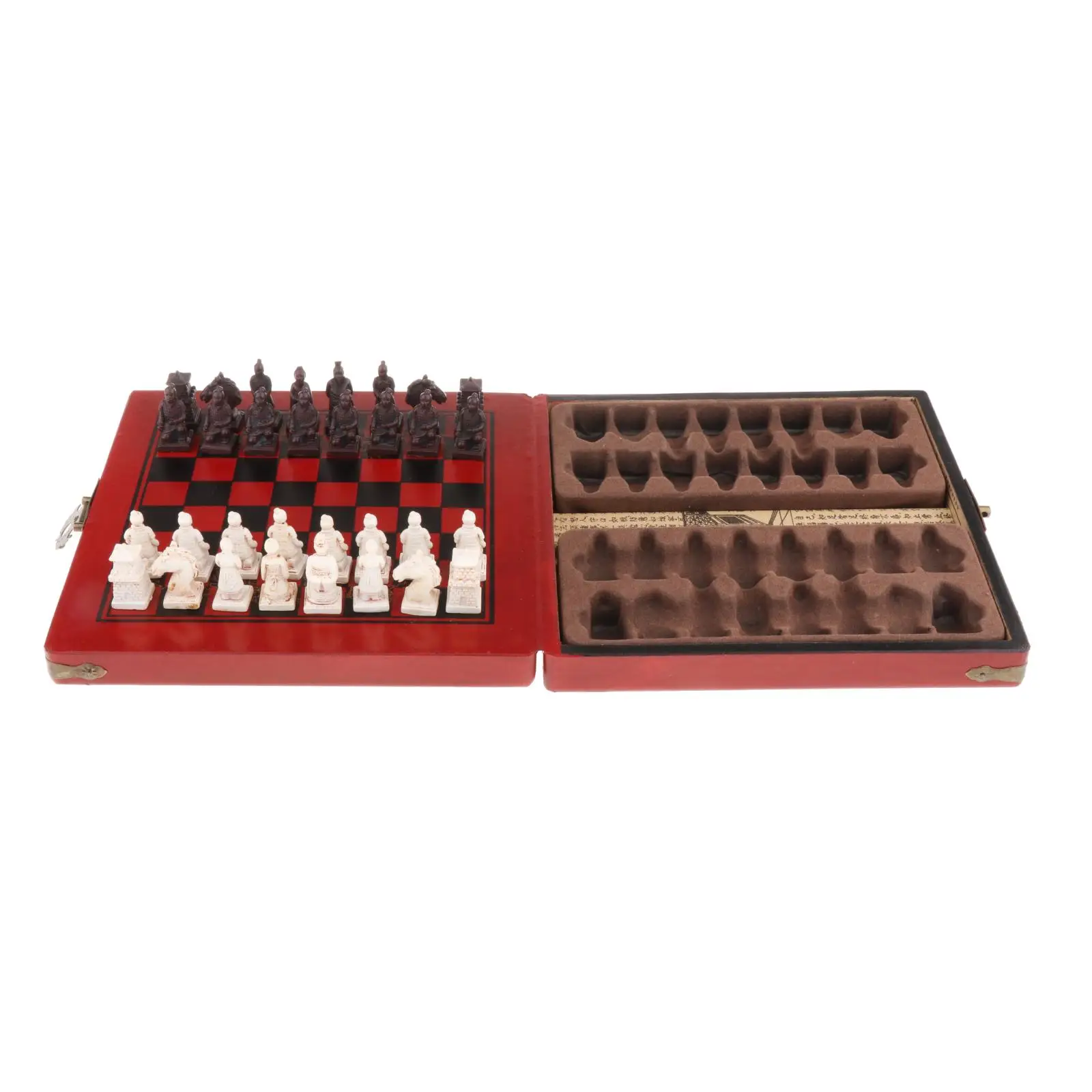 

Travel Board Game Terracotta Warrior Chess Wooden Chessboard Storage Slots