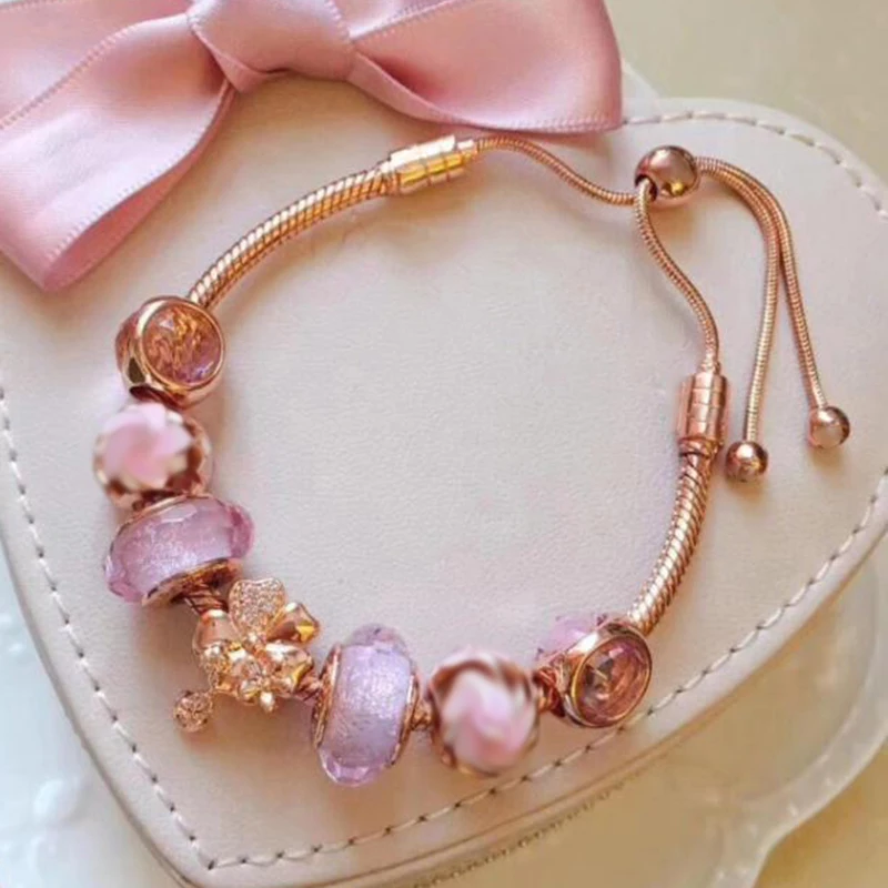 

2021 New Adjustable Snake Bone Chain, With Exquisite Charm Bracelets Womens, DIY Brand Ladies Bracelet Gifts Direct Shipment