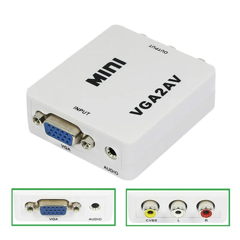 1 шт. преобразователь 1080P Mini VGA-AV RCA с аудиоразъемом 3 5 мм VGA2AV/CVBS +