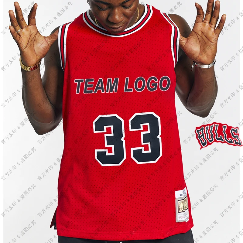 

Mens New American Basketball Jerseys Clothes #33 Scottie Pippen Chicago Bulls European Size Ball Pants T Shirts Cool 2XL Shorts