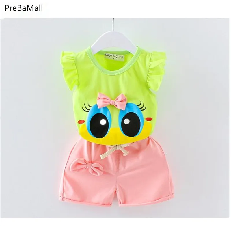 Комплекты одежды для девочек летняя детская хлопковая футболка + шорты комплект